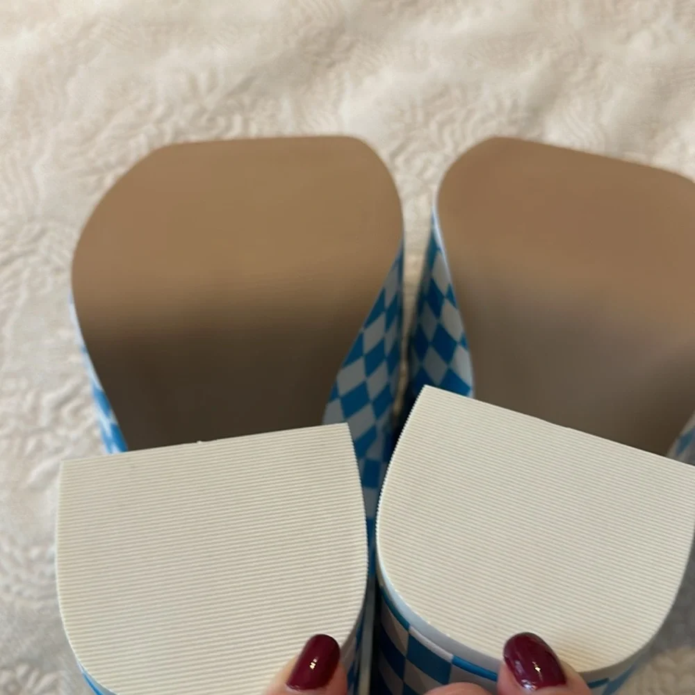 Steve Madden Blue Check Platform Mule Sandals